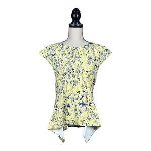 Jil Sander Abstract Print Asymmetrical Short Sleeve Top